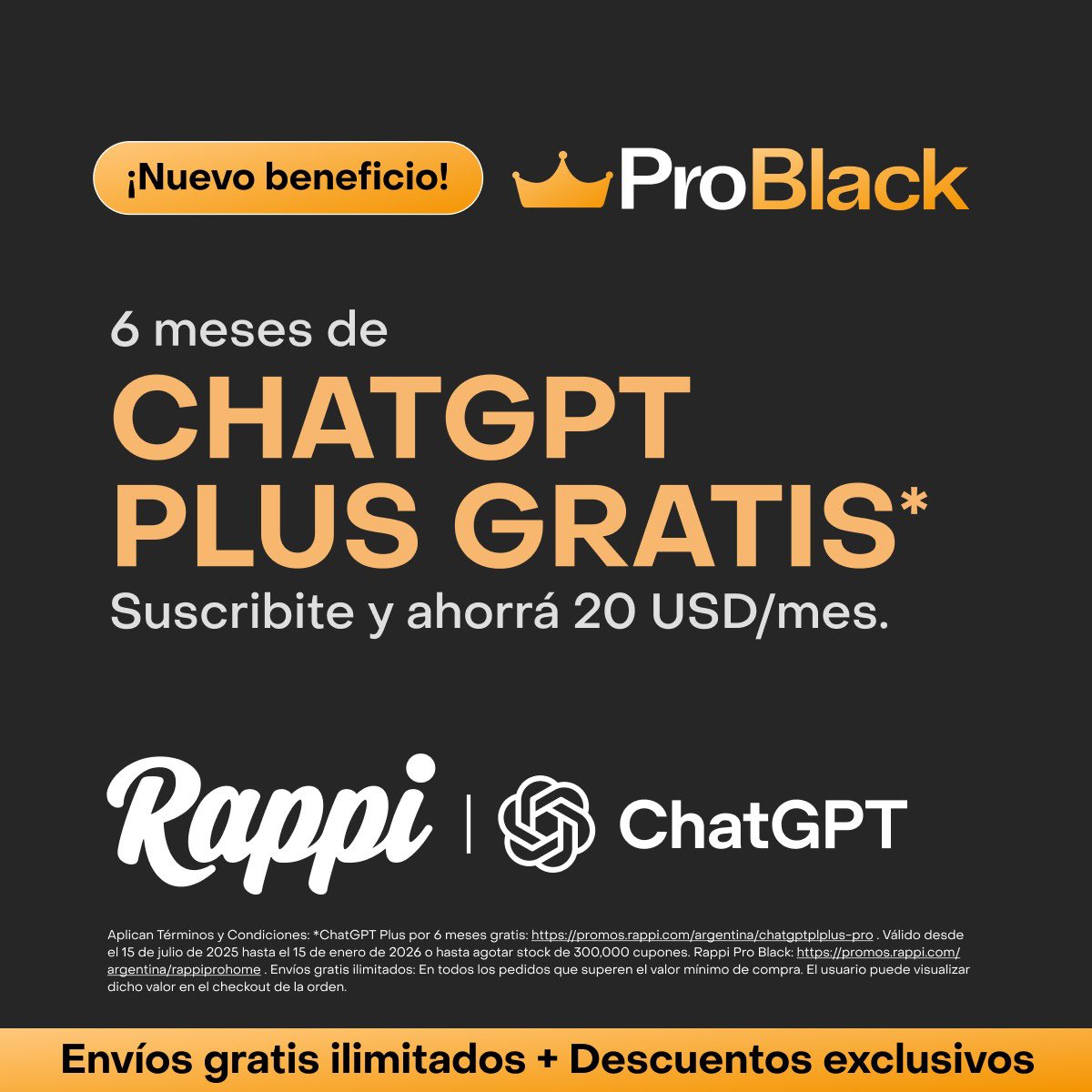 Lee más sobre el artículo Rappi sorprende: suscriptores Pro Black acceden gratis a ChatGPT Plus